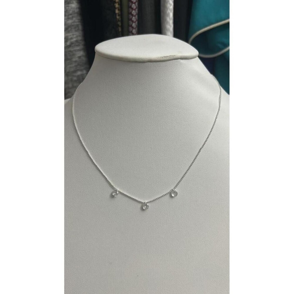 Delicate Silver Tone Necklace with Three Dangle Charms